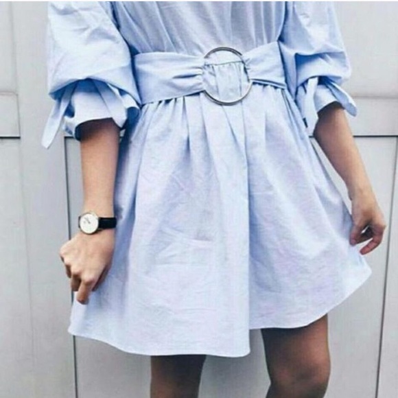 zara blue poplin dress